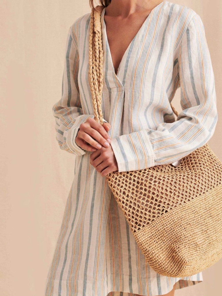 Faherty Rialto Tunic Dress Luciano Stripe - Long-Sleeve Linen Dress
